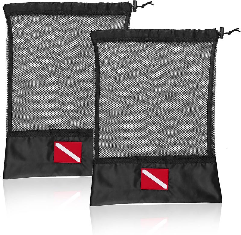 Dawitrly 2 Pcs Mesh Dive Bag, Diving Mesh Bags with Shrink Lock, Nylon Drawstring Bag for Scuba Gear, Fit for Diving, Snorkeling - Image 1